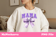 Mama Sublimation Design | Purple Bow College Font PNG Product Image 1