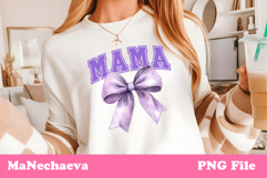Mama Sublimation Design | Purple Bow College Font PNG Product Image 2