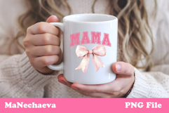 Mama Sublimation Design | Pink Bow College Font PNG Product Image 3