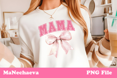 Mama Sublimation Design | Pink Bow College Font PNG Product Image 1