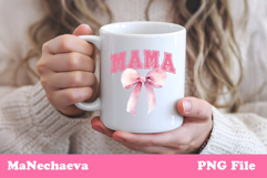 Mama Sublimation Design | Pink Bow College Font PNG Product Image 3