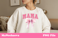 Mama Sublimation Design | Pink Bow College Font PNG Product Image 1