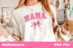 Mama Sublimation Design | Pink Bow College Font PNG Product Image 2