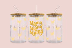 mama butterfly libbey beer can glass full wrap svg presized template for 16oz and 20oz glass for Cricut Silhouette and sublimation