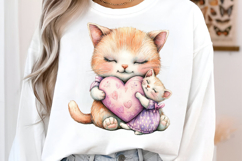 Mama Cat With Baby Paw Heart clipart Product Image 2