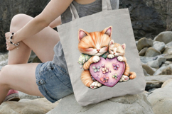 Mama Cat With Baby Paw Heart clipart Product Image 3