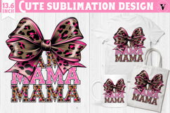 Mothers day clipart | Leo print and Bow | Mama sublimation Product Image 1