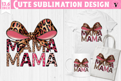 Mothers day clipart | Leo print and Bow | Mama sublimation Product Image 1