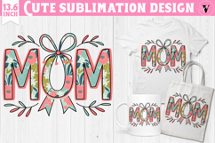 Mothers day clipart | Flowers, Bow | MOM sublimation Product Image 1