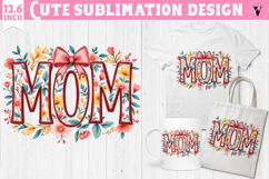 Mothers day clipart | Flowers, Bow | MOM sublimation Product Image 1