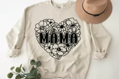 Mama SVG, Mama Floral Heart SVG, Mothers Day SVG. Product Image 1