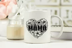 Mama SVG, Mama Floral Heart SVG, Mothers Day SVG. Product Image 8