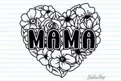 Mama SVG, Mama Floral Heart SVG, Mothers Day SVG. Product Image 9
