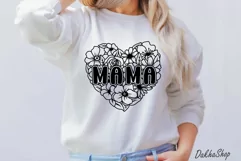 Mama SVG, Mama Floral Heart SVG, Mothers Day SVG. Product Image 5