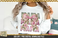 Pink Mama Chinoiserie Coquette Bow is a professional design that is available at 300dpi PNG to use for Sublimation, iron-on transfer, DTG Printing and normal printing.