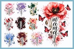 Watercolor Floral Butterfly Mama PNG Bundle Product Image 1