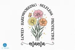 Floral Mama T-Shirt PNG, Strong Loving Mom Design Product Image 1