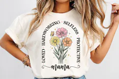 Floral Mama T-Shirt PNG, Strong Loving Mom Design Product Image 2