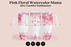 mama floral watercolor 40oz quencher tumbler sublimation full wrap high resolution transparant background