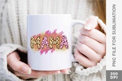 Mama Leopard Text with Glitter and Watercolor Sublimation Product Image 2