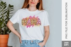 Mama Leopard Text with Glitter and Watercolor Sublimation Product Image 1