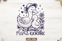 Mama Goose SVG PNG Cute Mother Goose and Baby Clipart Print Product Image 1