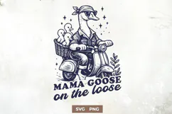 Mama Goose on the Loose SVG PNG Funny Retro Goose on Scooter Product Image 1