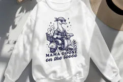 Mama Goose on the Loose SVG PNG Funny Retro Goose on Scooter Product Image 2