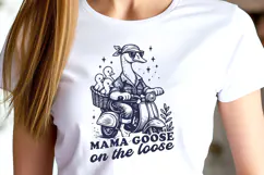 Mama Goose on the Loose SVG PNG Funny Retro Goose on Scooter Product Image 3