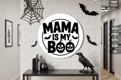 Mama is My Boo SVG File | Halloween Round Sign SVG | Boo SVG Product Image 1