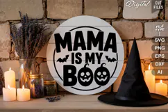 Mama is My Boo SVG File | Halloween Round Sign SVG | Boo SVG Product Image 3
