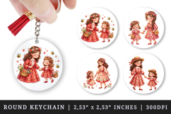 Mama round keychain pintable sublimation design png Product Image 1
