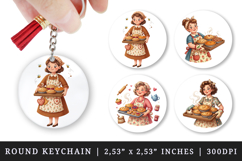 Mama round keychain pintable sublimation design png Product Image 1