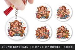 Mama round keychain pintable sublimation design png Product Image 1