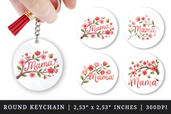 Mama round keychain pintable sublimation design png Product Image 1
