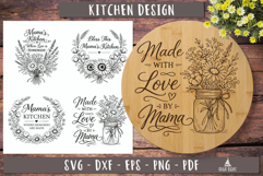 Mama Kitchen Floral SVG Vintage Cutting Board