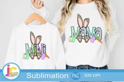 Mama Mini Bunny Png, Mom Baby Png Easter Design Sublimation Product Image 1