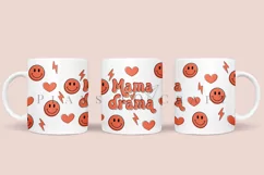 mama of drama coffee mug sublimation wrap glass mug wrap svg presized for 11oz and 15oz glass ready to cut and sublimation files
