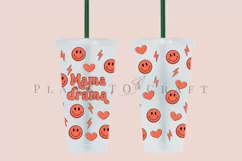 mama of drama groovy starbucks 24oz cold cup wrap svg presized template for tumbler venti suitable for cricut and silhouette