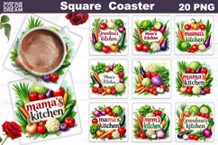 Mama&#039;s Kitchen Square Coaster | Mother&#039;s Day Coaster Bundle Product Image 1