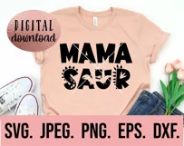 Mama Saur Dinosaur SVG - Dinosaur Mom Birthday Clipart Product Image 2
