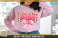 Mama Strawberry Coquette is a professional design that is available at 300dpi PNG to use for Sublimation, iron-on transfer, DTG Printing and normal printing.