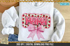 Mama Strawberry Coquette is a professional design that is available at 300dpi PNG to use for Sublimation, iron-on transfer, DTG Printing and normal printing.