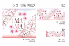 mama tumbler and pen and mug sublimation design with glitter  leopard print and pink roses