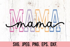 Mama Varsity Script Pastel SVG PNG - Mothers Day Trendy Product Image 5