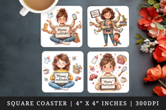 Mama square coaster sublimation, coasters design Product Image 1