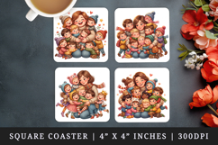 Mama square coaster sublimation, coasters design Product Image 1