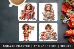 Mama square coaster sublimation, coasters design Product Image 1