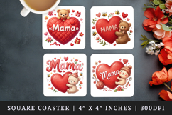 Mama square coaster sublimation, coasters design Product Image 1