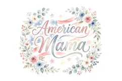 T shirt American Mama calligraphy with watercolor flowers an Product Image 2